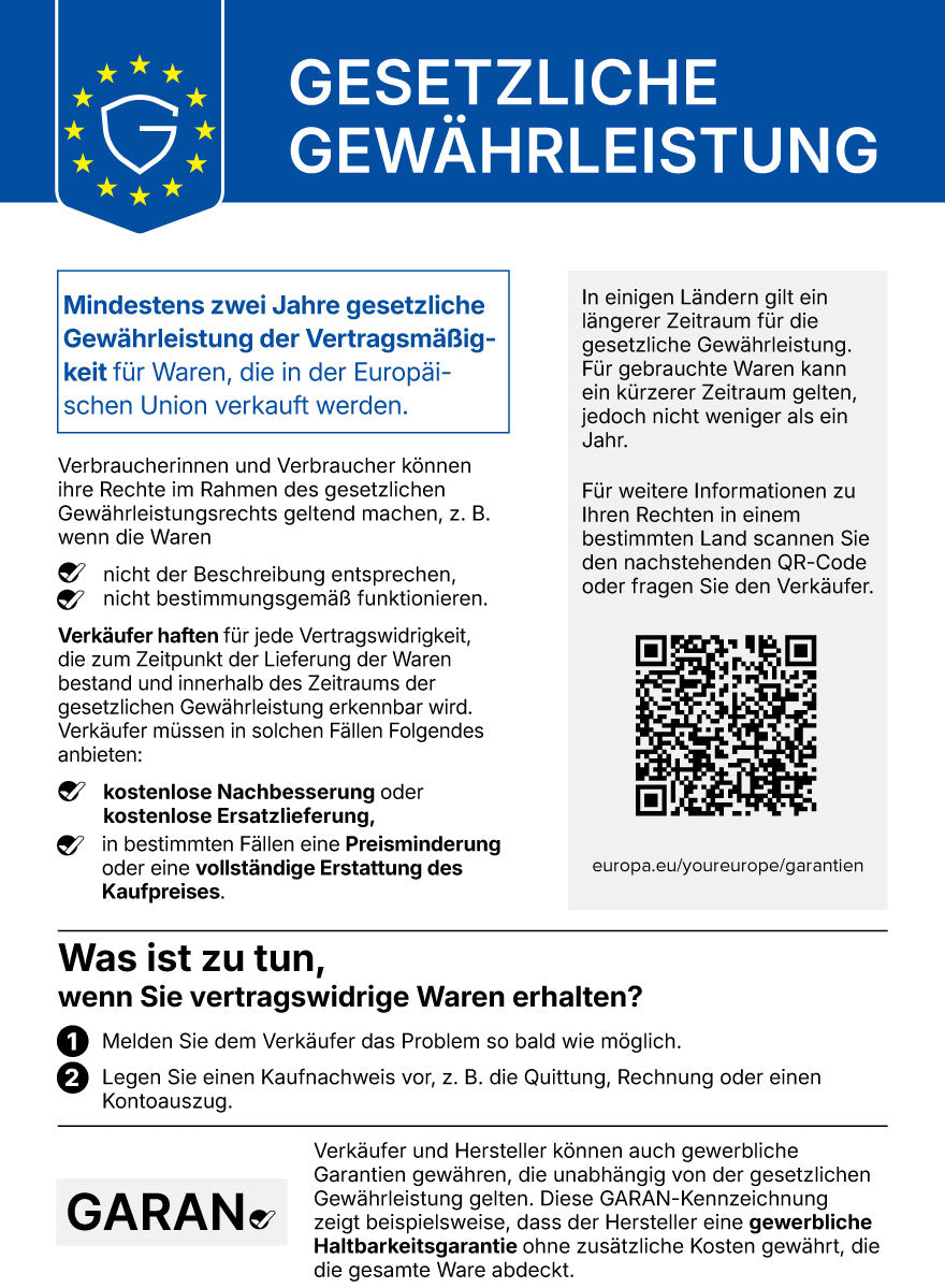 Legal guarantee harmonised notice